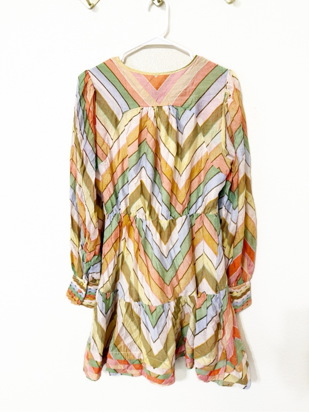 Ciebon Emerie Chevron Stripe Multicolor Zig Zag Long Sleeve Minidress NEW - Picture 7 of 11